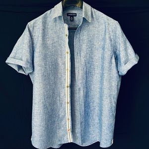 LAND’S END Chambray Blue 100% Linen Mens Shirt
M